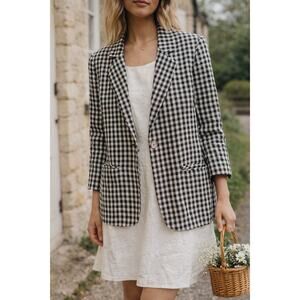 Vintage 90s Gingham Blazer Petite 8 Made in USA